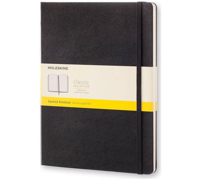 Notitieboek Moleskine XL 190x250mm ruit 5x5 hard cover zwart