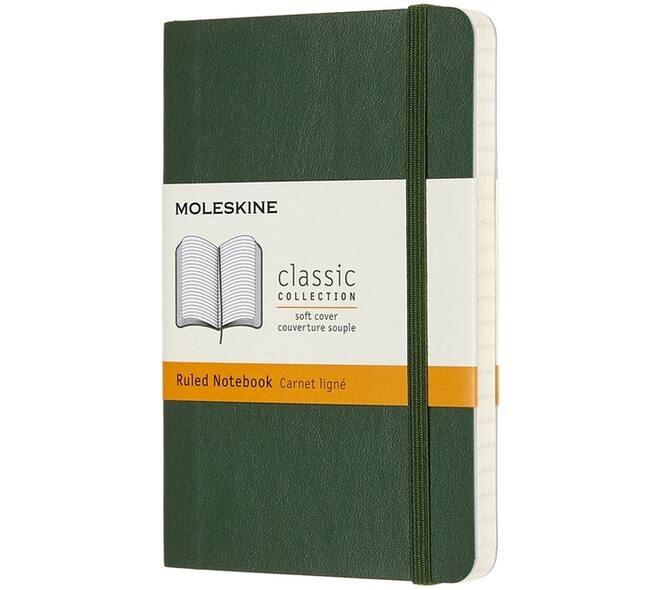 Notitieboek Moleskine pocket 90x140mm lijn soft cover myrtle green