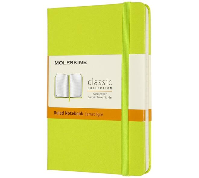 Notitieboek Moleskine pocket 90x140mm lijn hard cover lemon green
