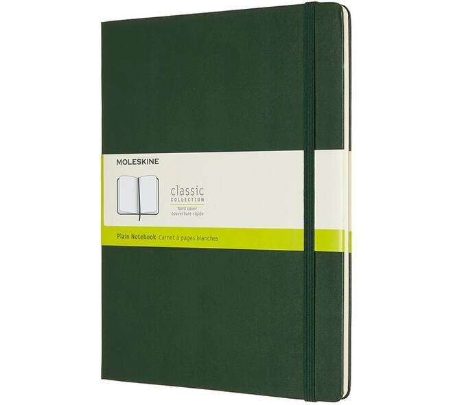 Notitieboek Moleskine XL 190x250mm blanco hard cover myrtle green