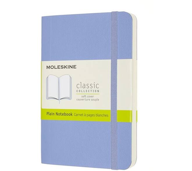 Notitieboek Moleskine pocket 90x140mm blanco soft cover hydrangea blue