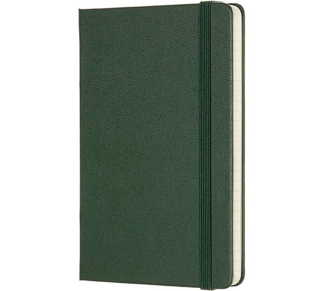 Notitieboek Moleskine pocket 90x140mm ruit 5x5mm hard cover myrtle green