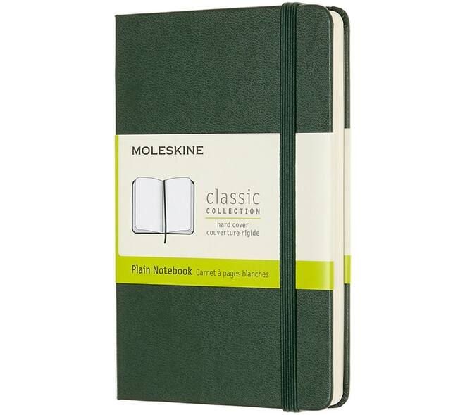 Notitieboek Moleskine pocket 90x140mm blanco hard cover myrtle green
