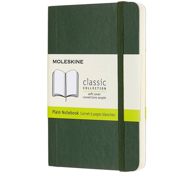 Notitieboek Moleskine pocket 90x140mm blanco soft cover myrtle green