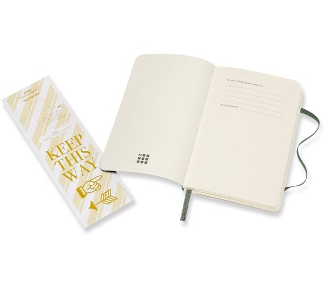 Notitieboek Moleskine pocket 90x140mm blanco soft cover myrtle green