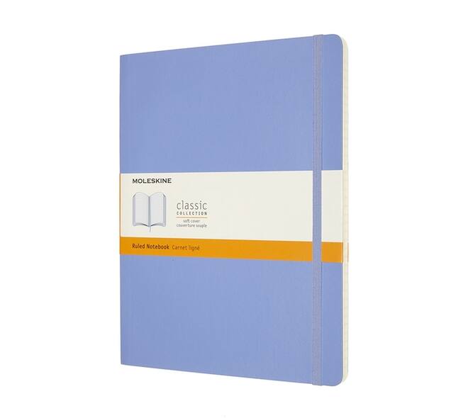 Notitieboek Moleskine XL 190x250mm lijn soft cover hydrangea blue