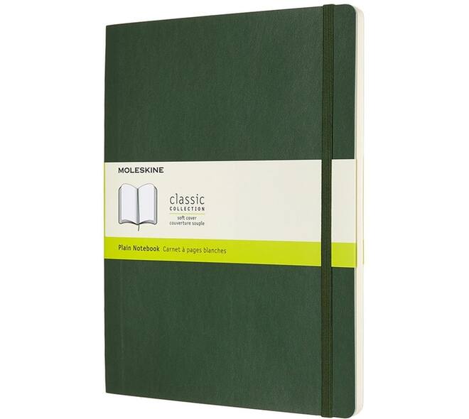 Notitieboek Moleskine XL 190x250mm blanco soft cover myrtle green