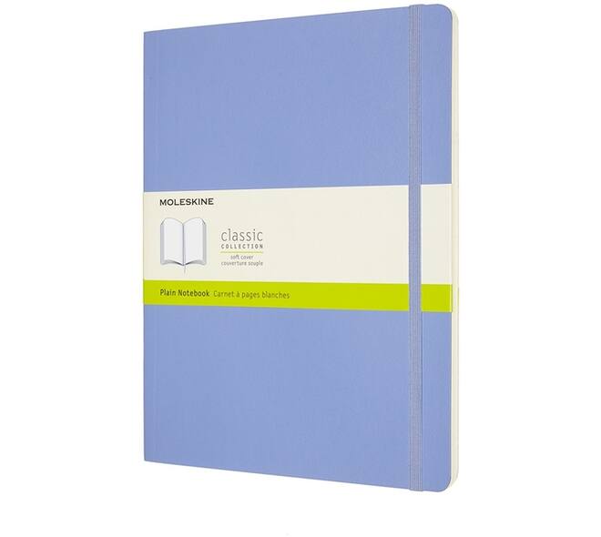 Notitieboek Moleskine XL 190x250mm blanco soft cover hydrangea blue