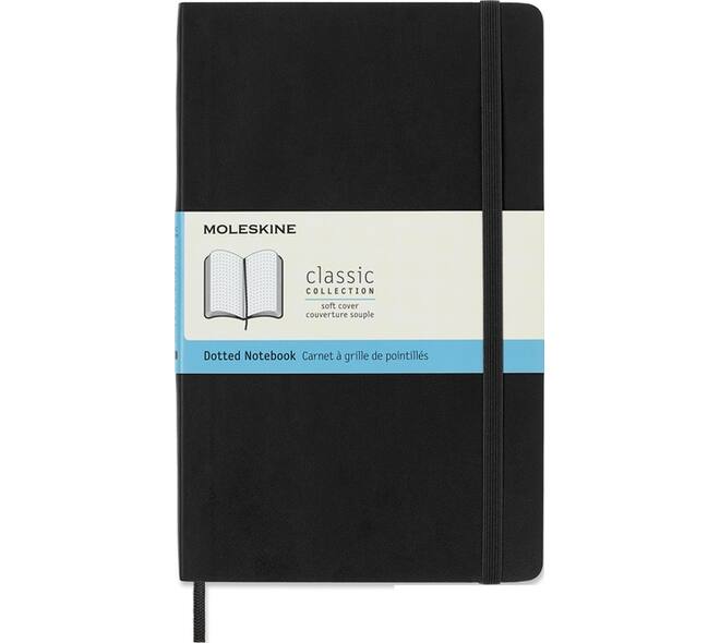 Notitieboek Moleskine large 130x210mm dots soft cover zwart