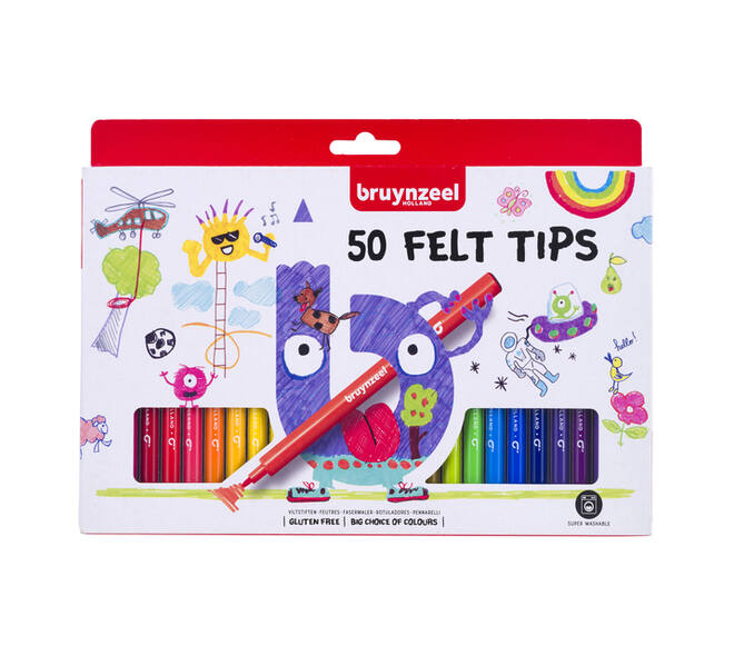 Viltstift Bruynzeel Kids assorti 50 stuks