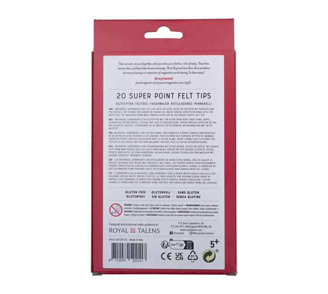 Viltstift Bruynzeel Kids Super Point assorti 20 stuks