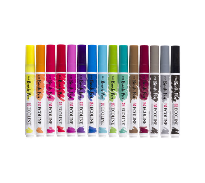 Brushpen Talens Ecoline set à 15 stuks assorti