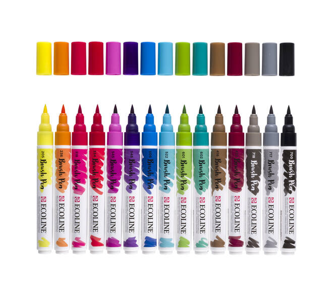 Brushpen Talens Ecoline set à 15 stuks assorti