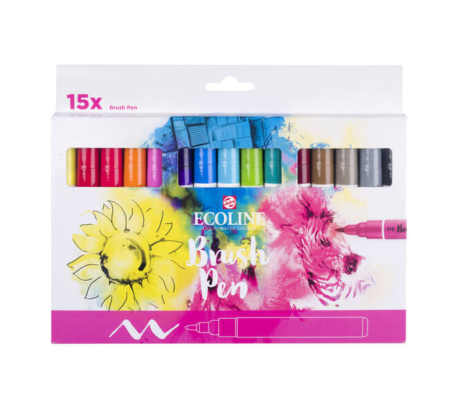 Brushpen Talens Ecoline set à 15 stuks assorti