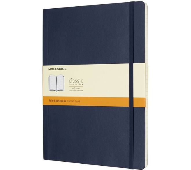 Notitieboek Moleskine XL 190x250mm lijn soft cover sapphire blue