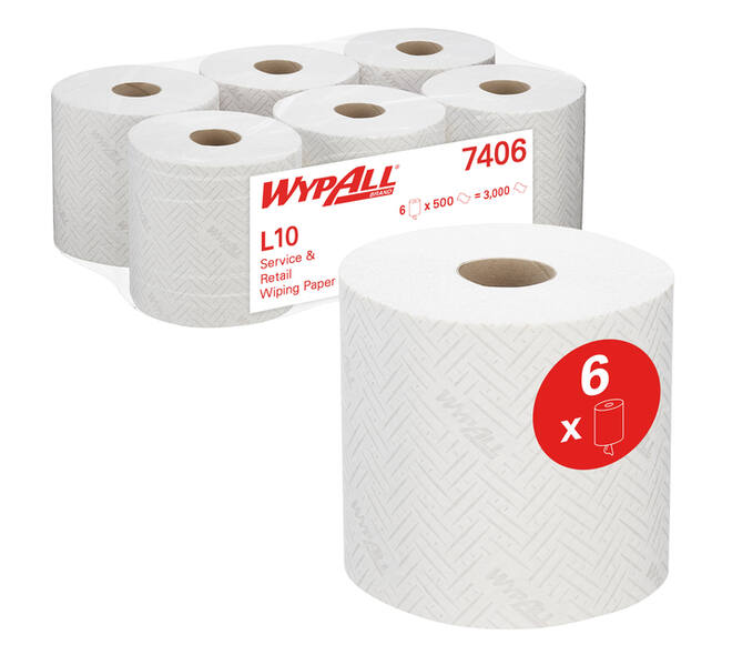Poetspapier WypAll L10 GeneralClean 1-laags 500 vel wit 7406