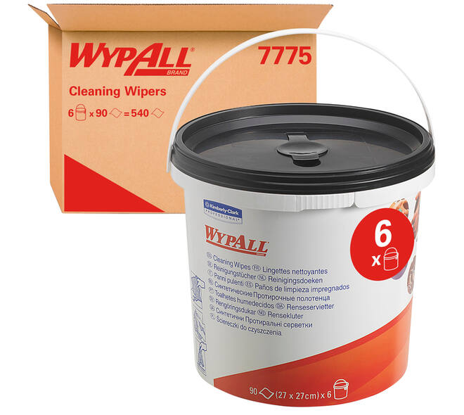 Reinigingsdoek WypAll PowerClean emmer 1-laags 6x90 vel groen 7775