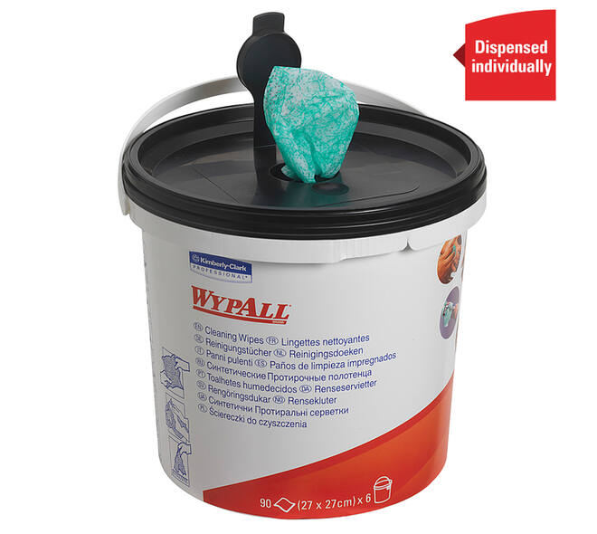Reinigingsdoek WypAll PowerClean emmer 1-laags 6x90 vel groen 7775