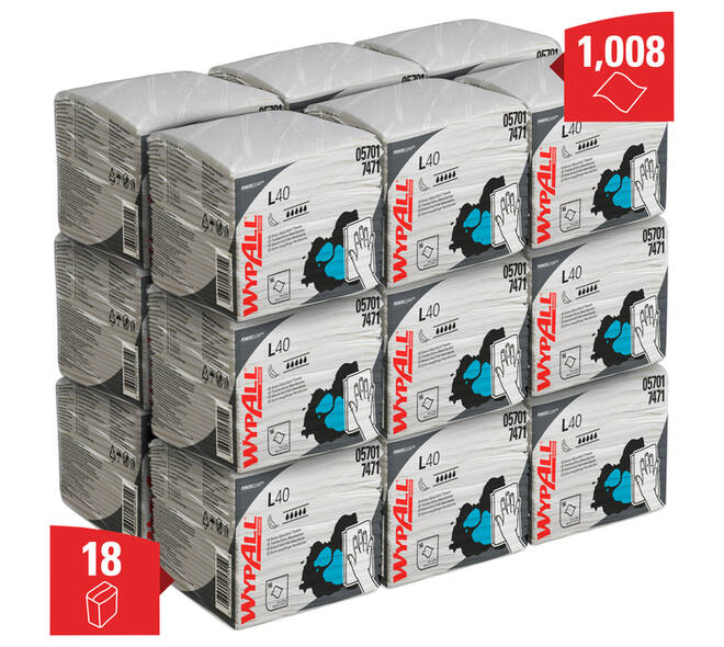 Reinigingsdoek WypAll L40 PowerClean 1-laags 18x56 vel wit 7471