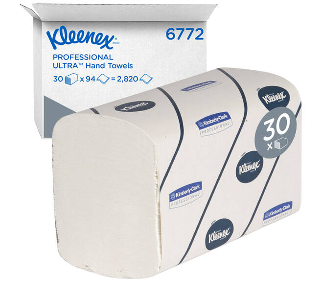 Handdoek Kleenex Ultra i-vouw 2-laags 215x415mm 30x94 vel wit 6772
