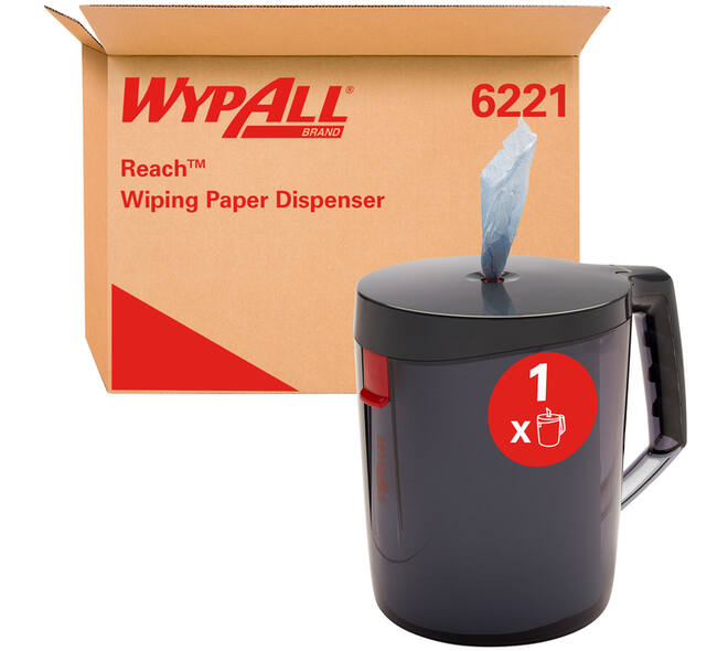 Poetspapierdispenser WypAll L10 Reach draagbare dispenser zwart 6221