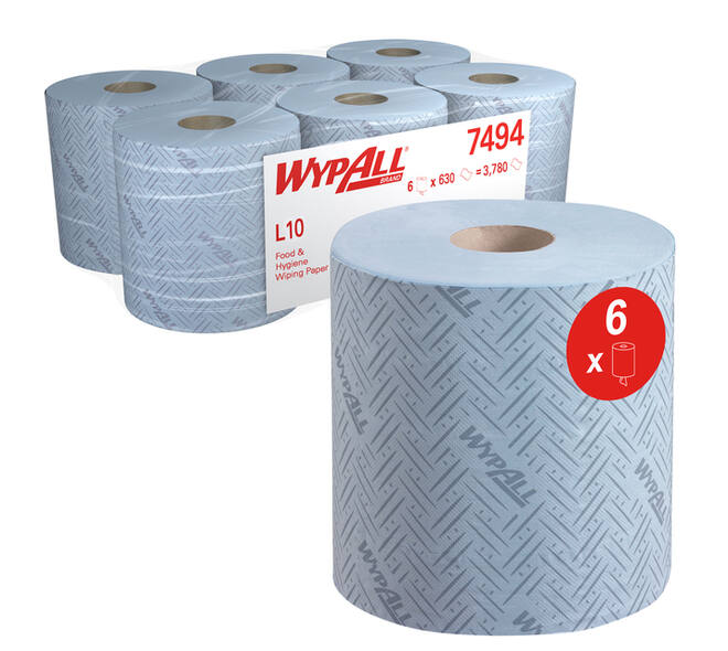 Poetspapier WypAll L10 GeneralClean 1-laags 630 vel blauw 7494