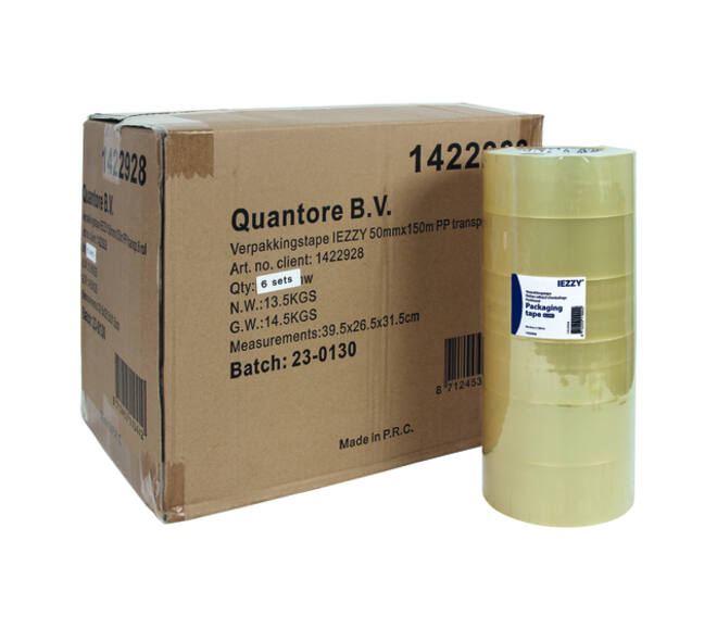 Verpakkingstape IEZZY PP 50mmx150m (Jumbo) transparant 6 rollen