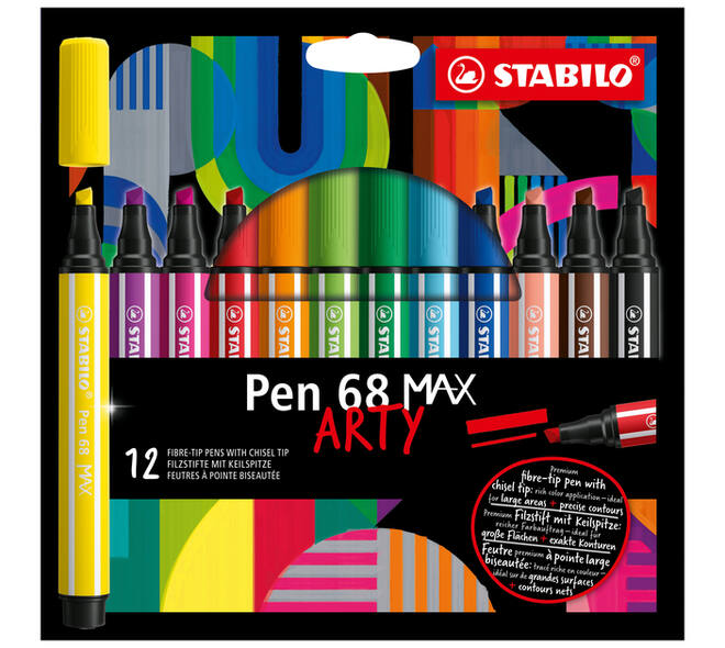 Viltstift STABILO Pen 68 /12 Max Arty assorti etui à 12 stuks