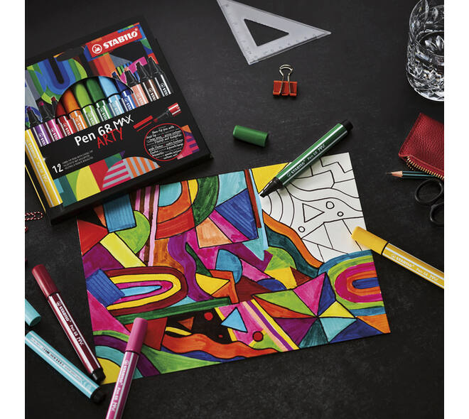 Viltstift STABILO Pen 68 /12 Max Arty assorti etui à 12 stuks