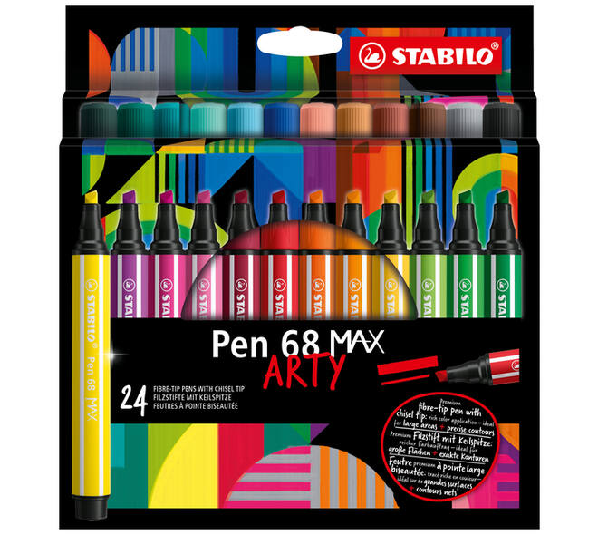 Viltstift STABILO Pen 68 Max Arty assorti etui à 24 stuks