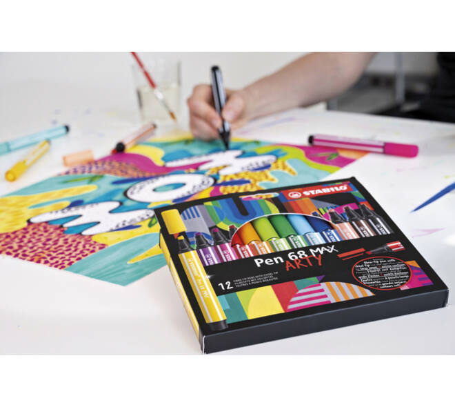 Viltstift STABILO Pen 68 Max Arty assorti etui à 6 stuks