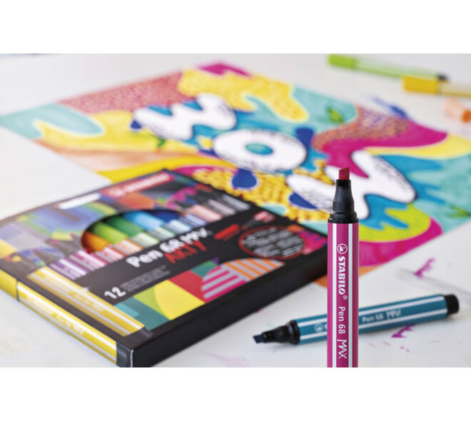 Viltstift STABILO Pen 68 Max Arty assorti etui à 6 stuks