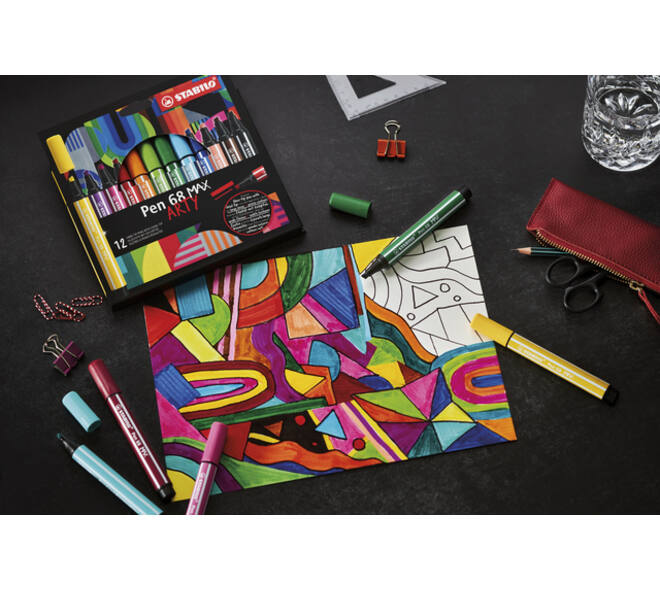 Viltstift STABILO Pen 68 Max Arty assorti etui à 6 stuks