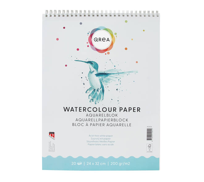 Aquarelblok Qrea 24x32 20 vel 200gr spiraal