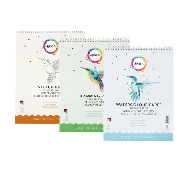 Aquarelblok Qrea 24x32 20 vel 200gr spiraal