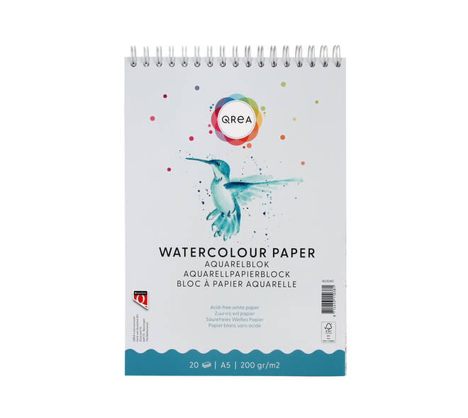 Aquarelblok Qrea A5 20 vel 200gr spiraal