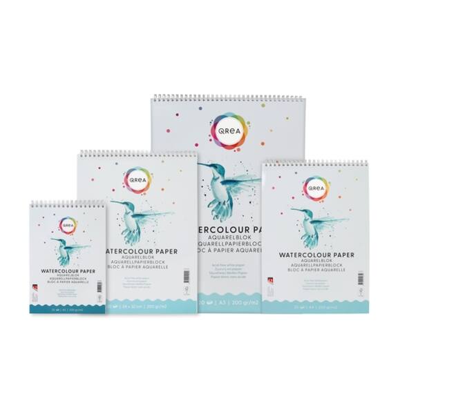 Aquarelblok Qrea A5 20 vel 200gr spiraal