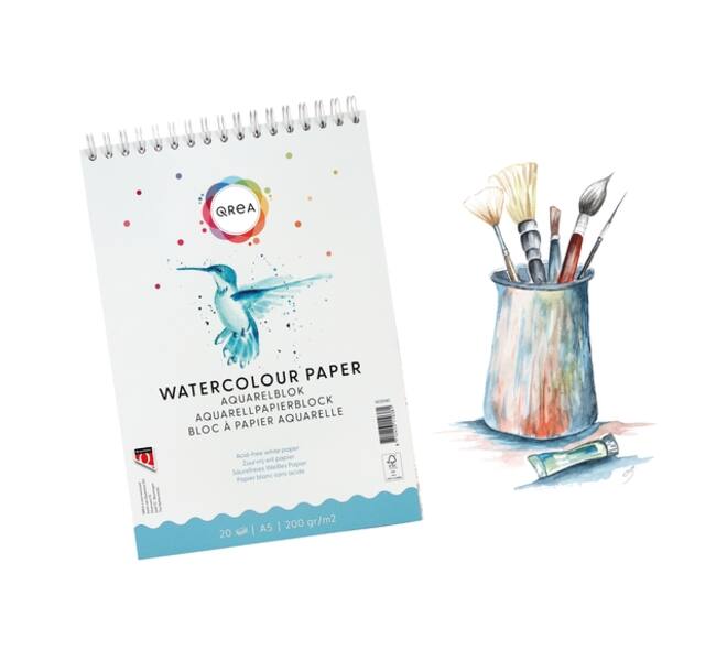 Aquarelblok Qrea A5 20 vel 200gr spiraal
