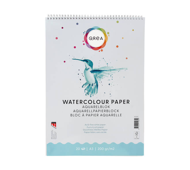 Aquarelblok Qrea A3 20 vel 200gr spiraal