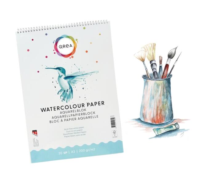 Aquarelblok Qrea A3 20 vel 200gr spiraal