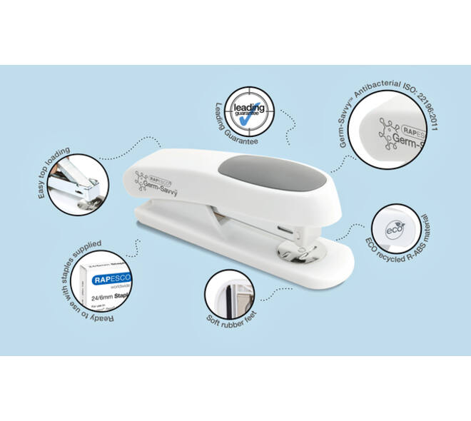 Nietmachine Rapesco Germ-Savvy Less Effort Eco Sting Ray antibacterieel wit