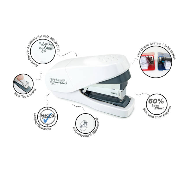 Nietmachine Rapesco Germ-Savvy Less Effort Eco antibacterieel wit