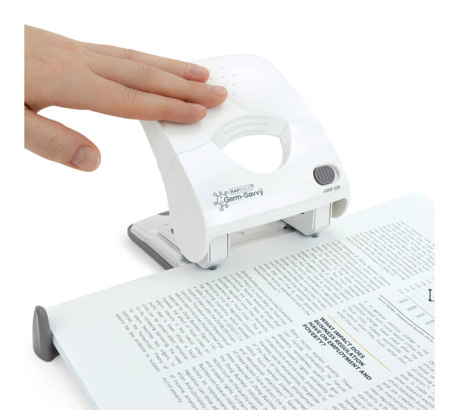 Perforator Rapesco Germ-Savvy Less Effort Eco X5-40ps antibacterieel 2-gaats wit
