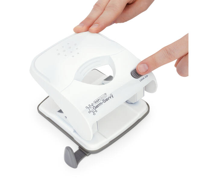 Perforator Rapesco Germ-Savvy Less Effort Eco X5-40ps antibacterieel 2-gaats wit