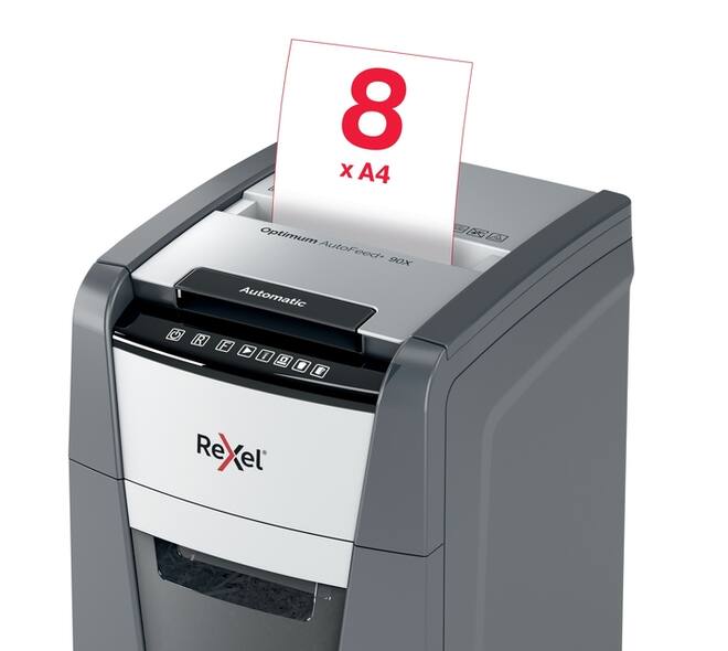 Papiervernietiger Rexel Optimum Auto+ 90X snippers 4x28mm