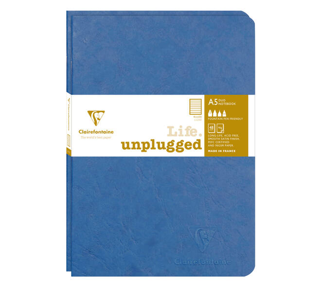 Schrift Clairefontaine A5 lijn 96 pagina's 90gr blauw seal à 2 stuks