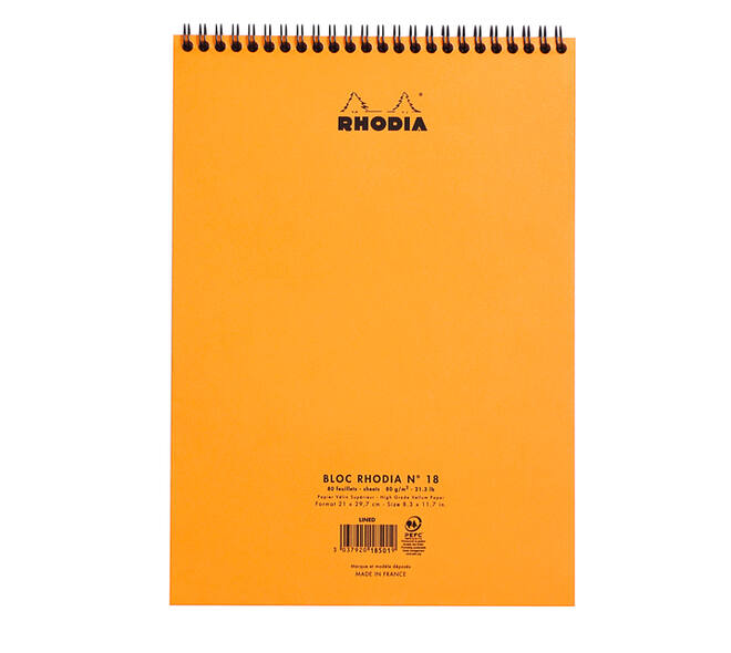 Spiraalblok Rhodia A4 lijn 160 pagina's 80gr oranje