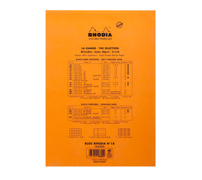 Schrijfblok Rhodia A4 lijn 80 vel 80gr oranje