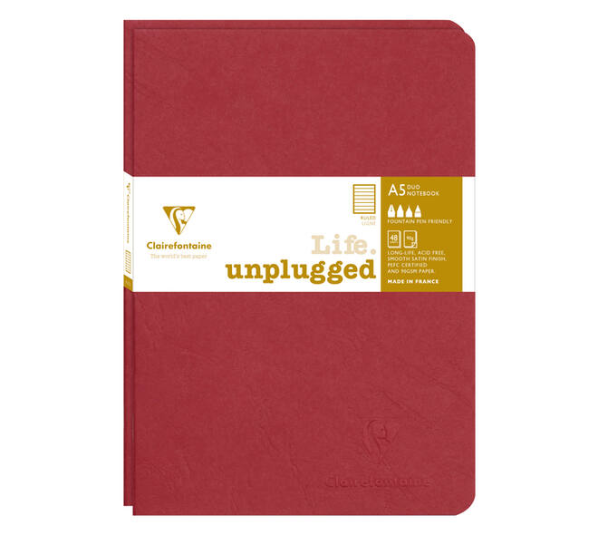 Schrift Clairefontaine A5 lijn 96 pagina's 90gr rood seal à 2 stuks