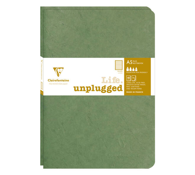 Schrift Clairefontaine A5 lijn 96 pagina's 90gr groen seal à 2 stuks